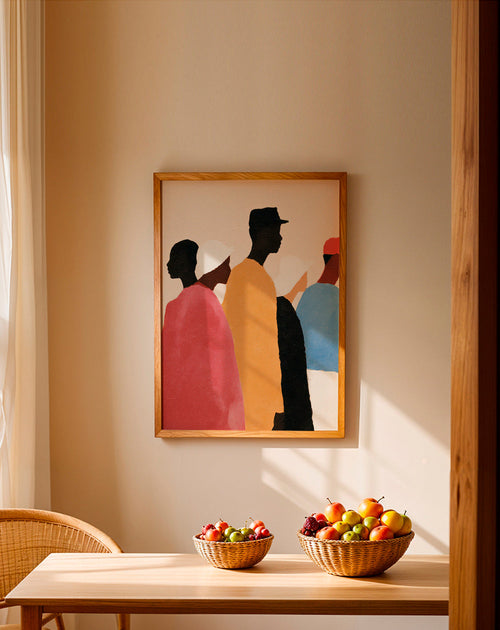 Abstrakt konstverk med rader av figurer – Product1