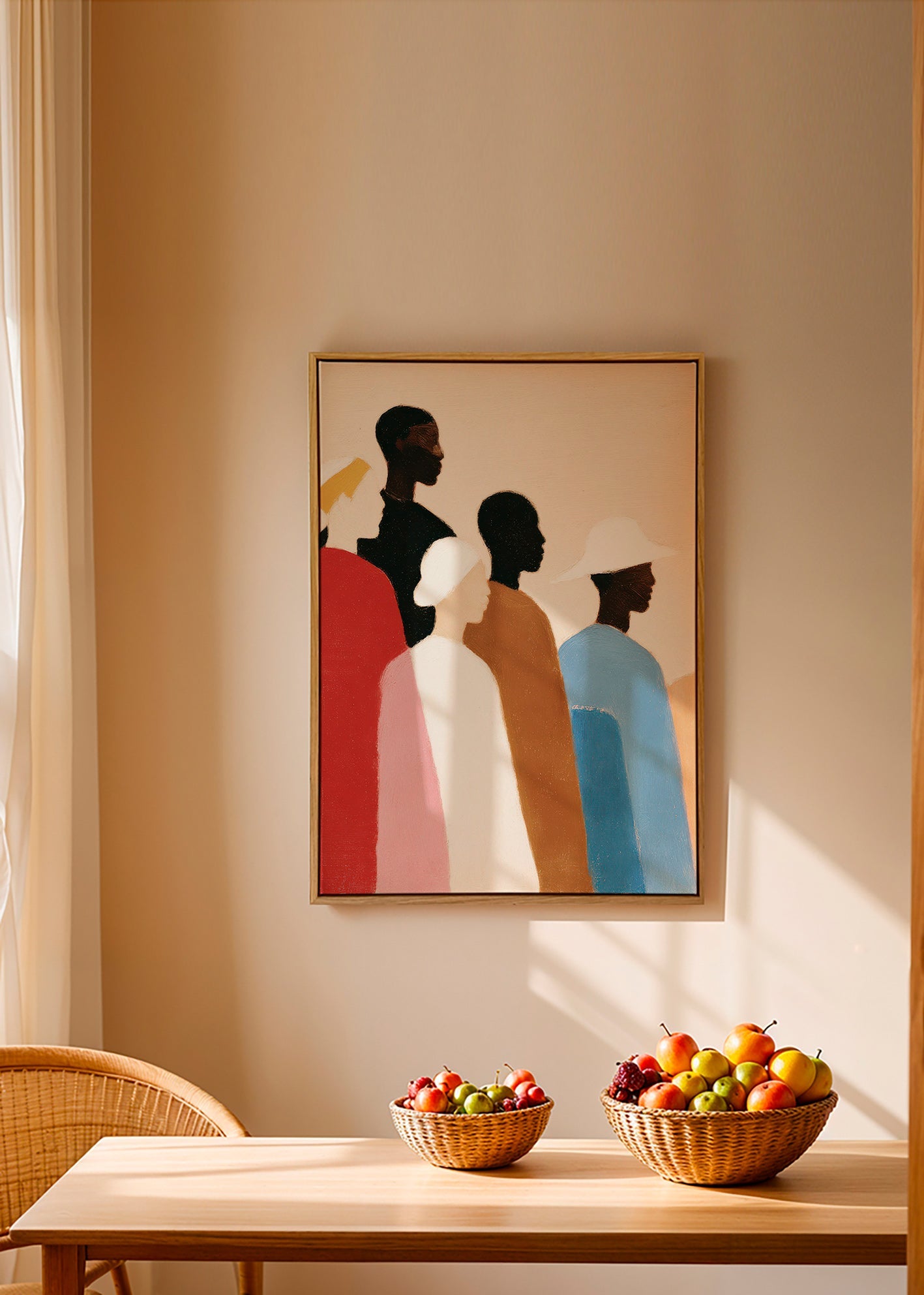 Abstrakt konstverk med figurer på rad – Canvas1