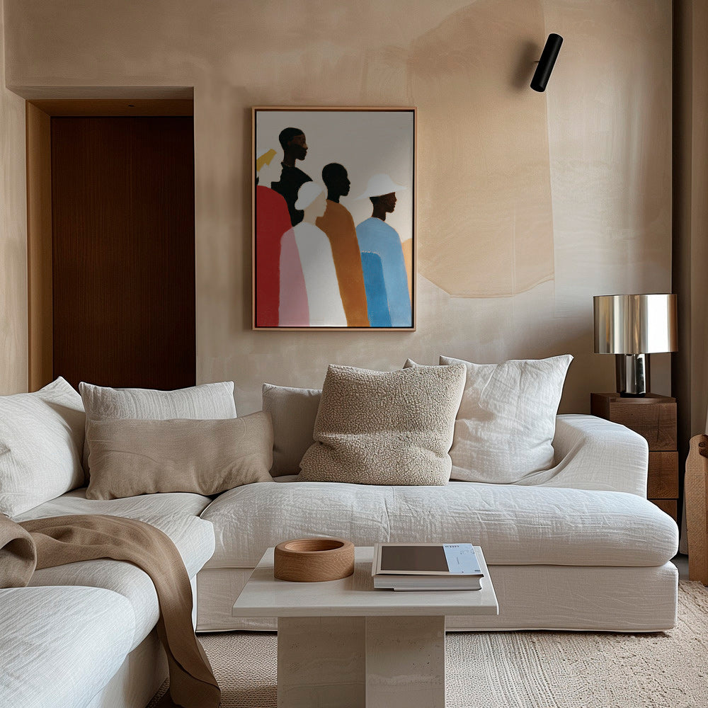Abstrakt konstverk med figurer på rad – Canvas2
