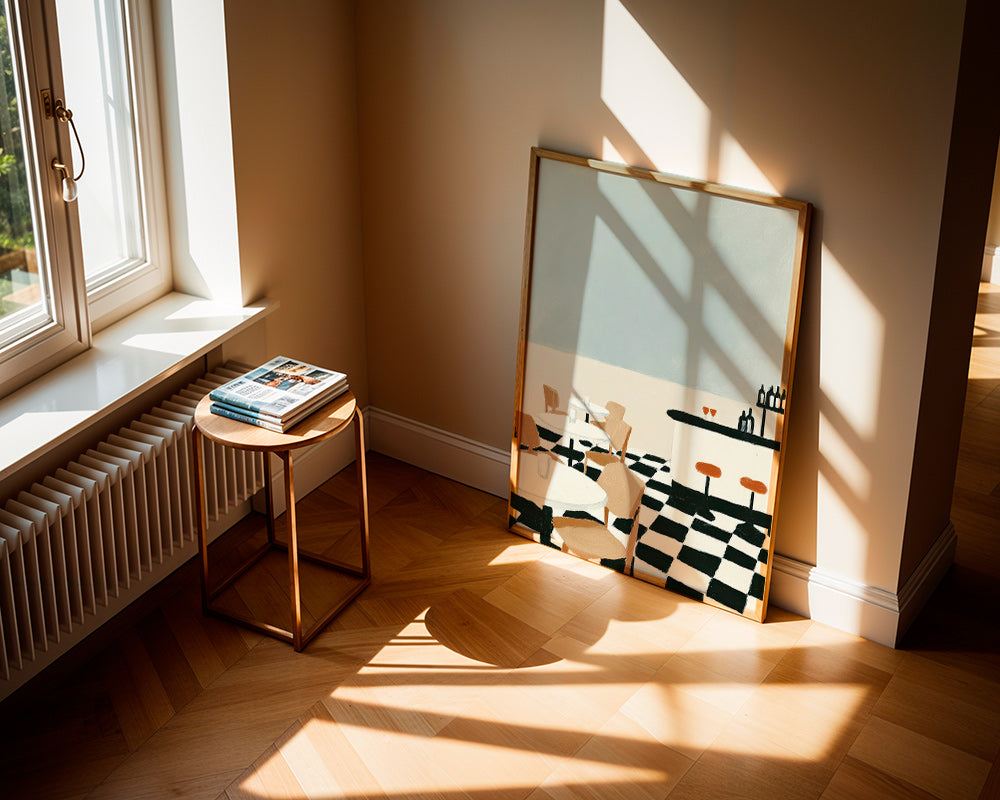Kökskonst schackrutigt golv med bardisk – Product1