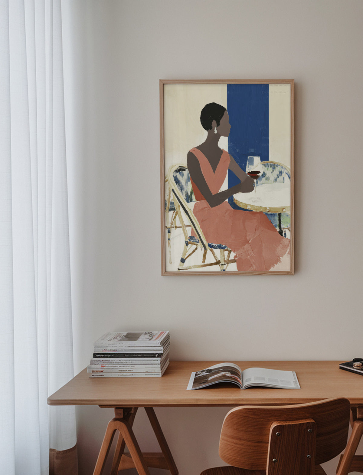 Terrace Rose - Framed poster in an interior
