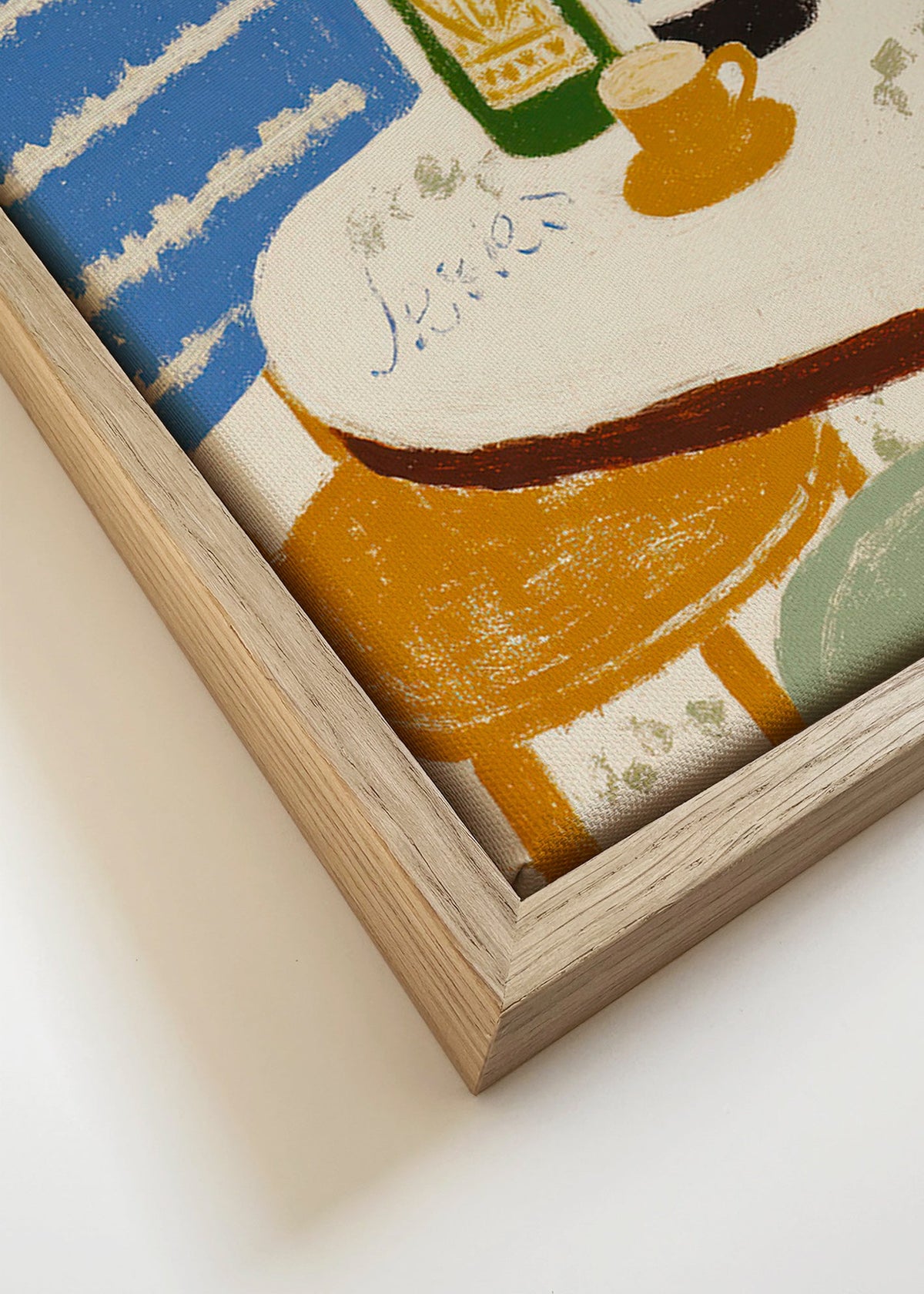 Kökskonst med flaskor och kaffekopp – Canvas detail