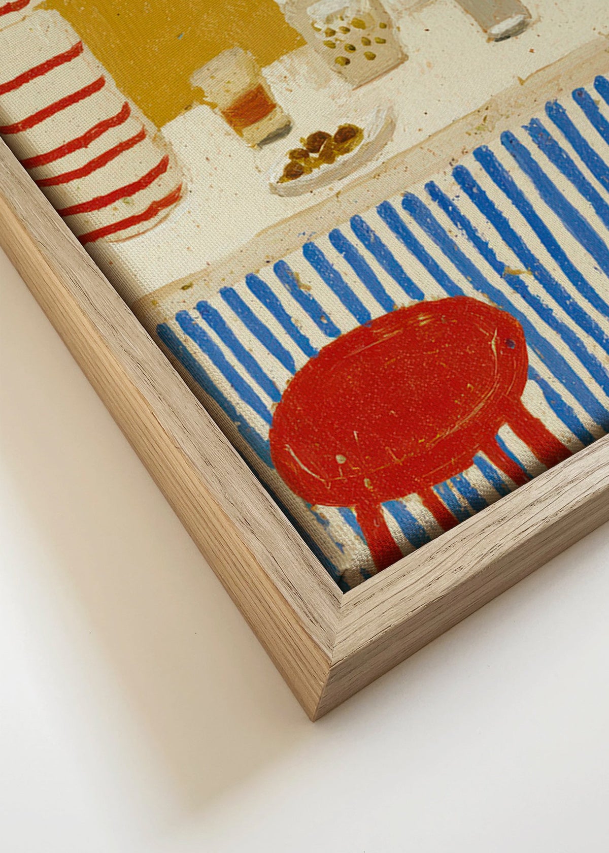 Kökskonst: bar-stilleben med blå ränder – Canvas detail