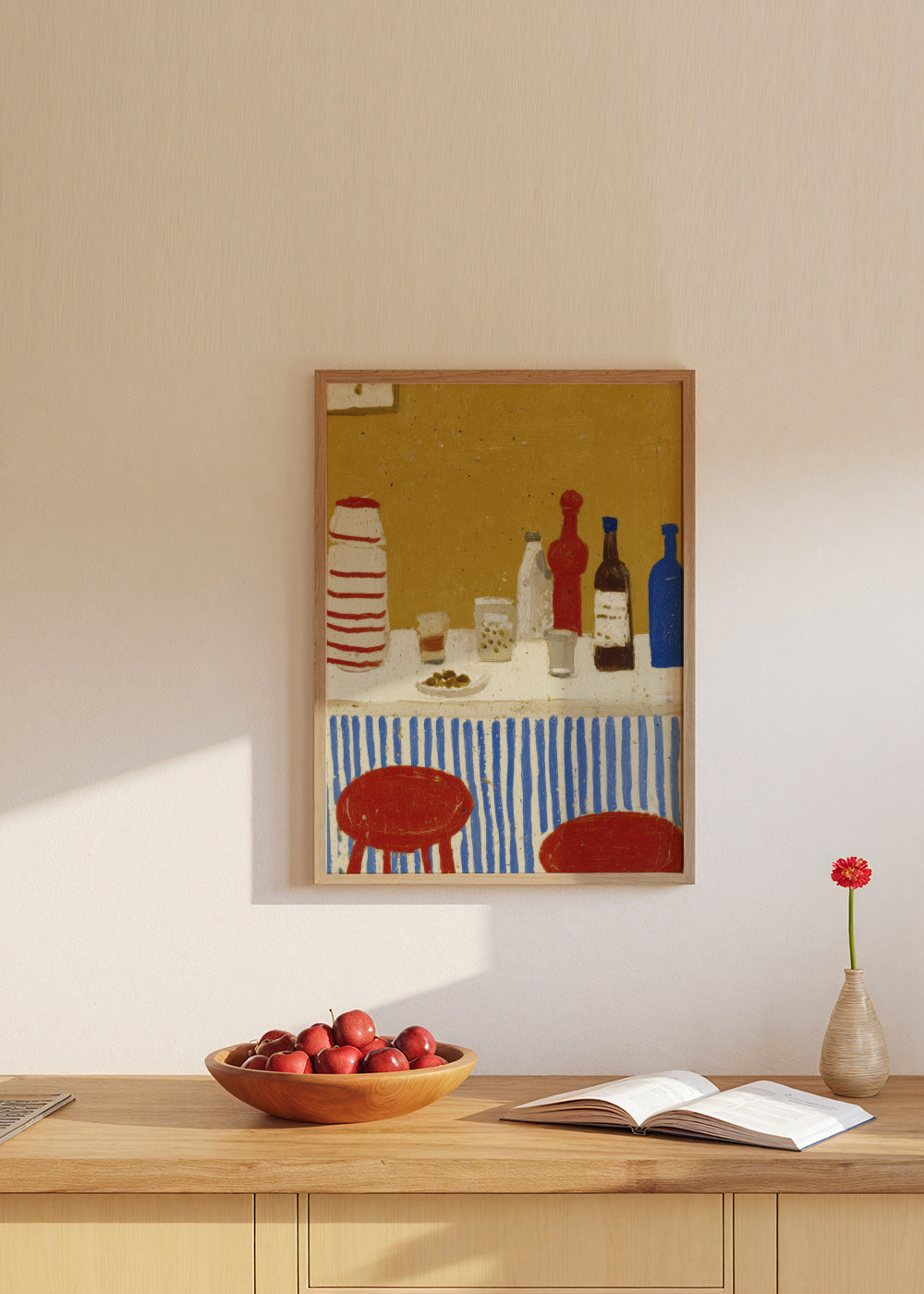 Blue Striped Bar - Framed poster in an interior