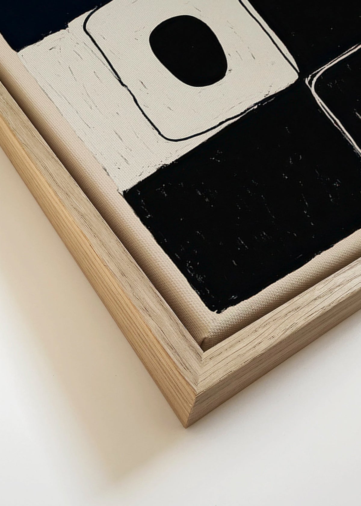 Geometrisk tavla med staplade block – Canvas detail