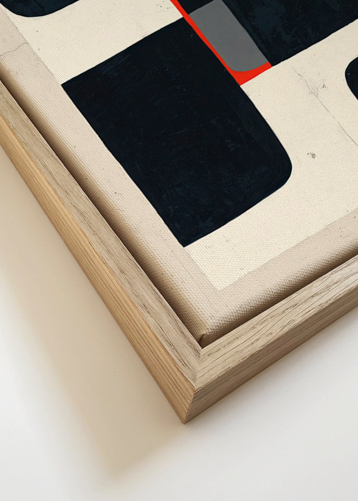 Geometrisk poster med svarta block och rött detalj – Canvas detail