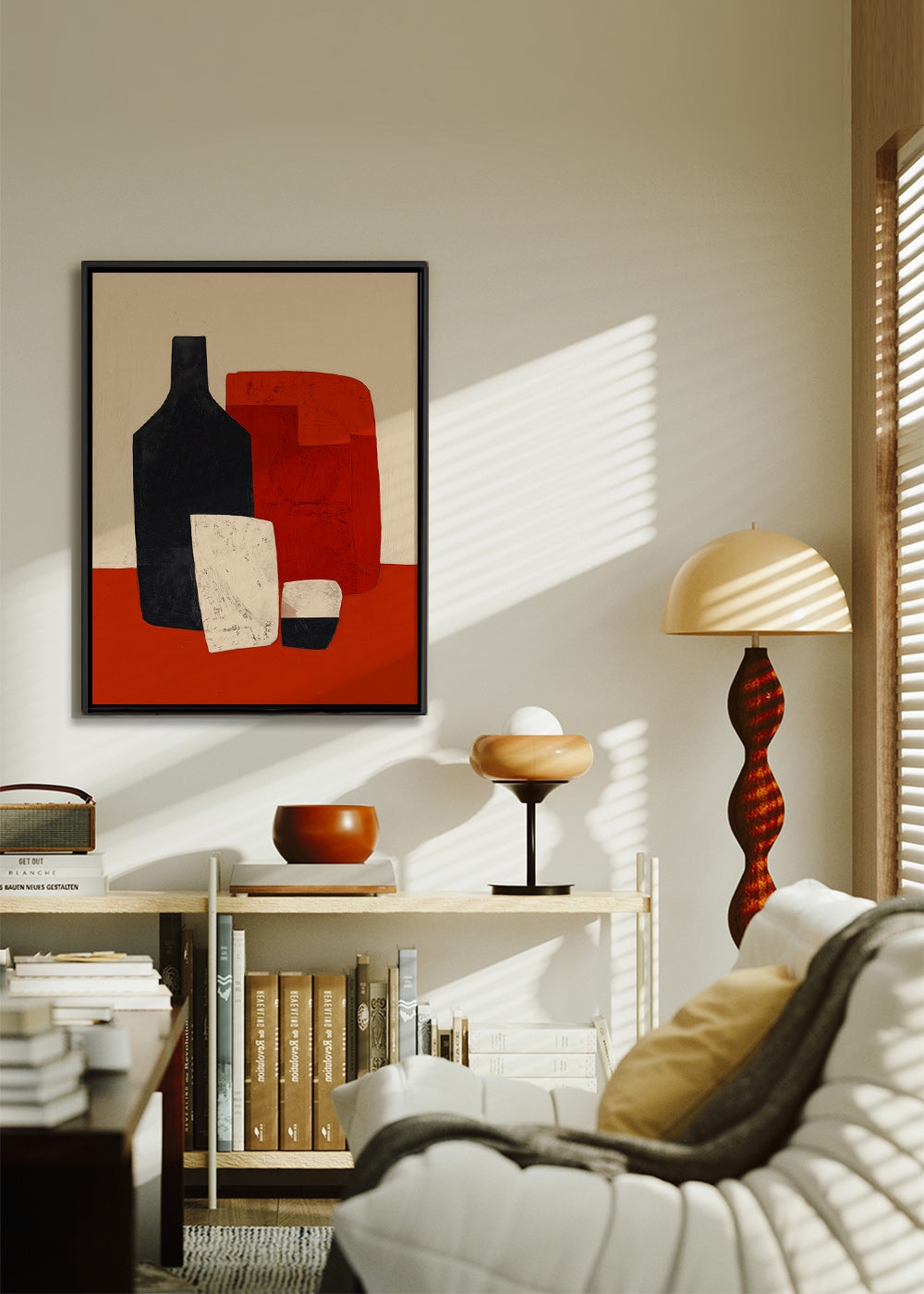 Cuadro de cocina geométrico con botella y copas – Canvas1