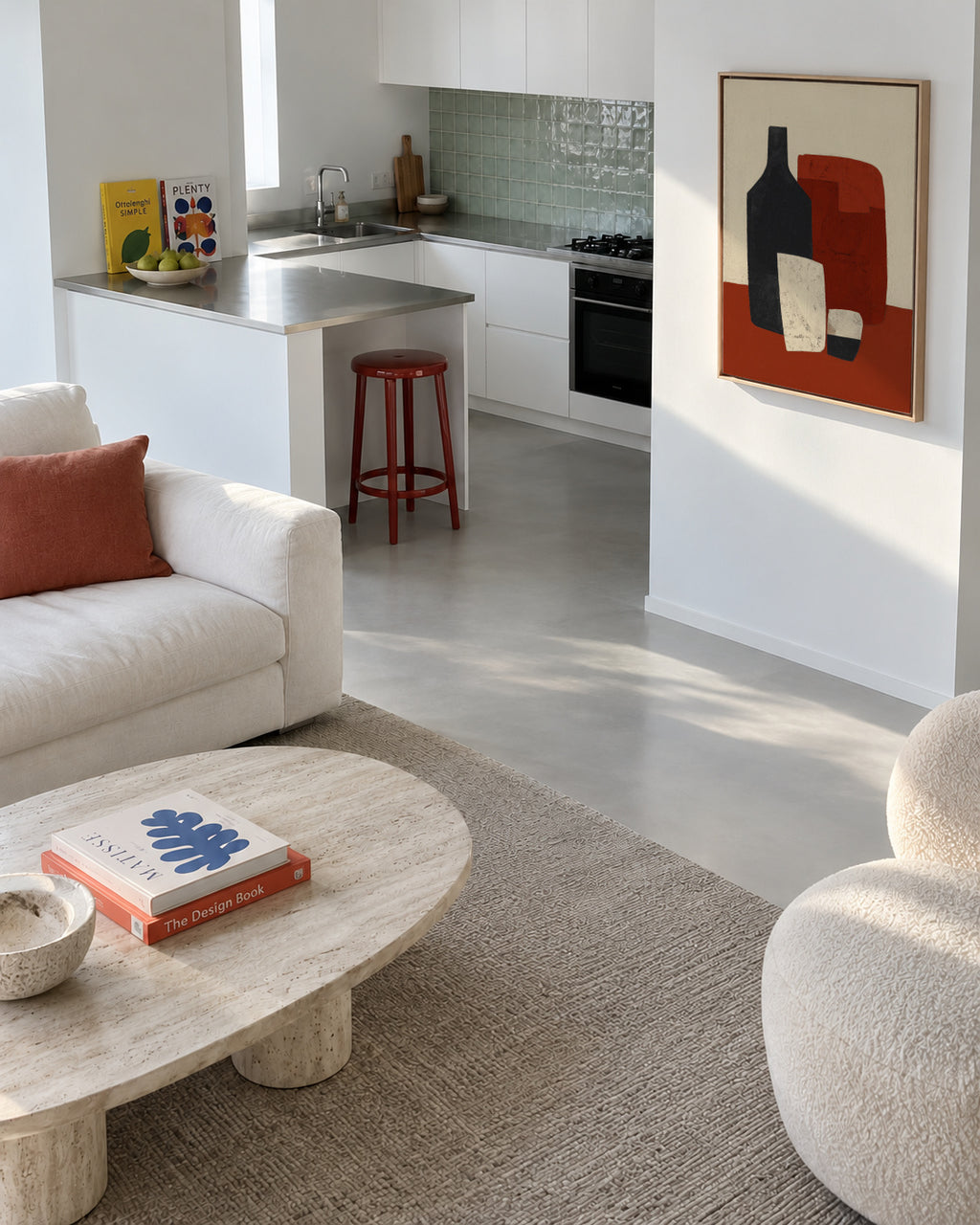 Red Wine Geometry - Framed canvas in an interior