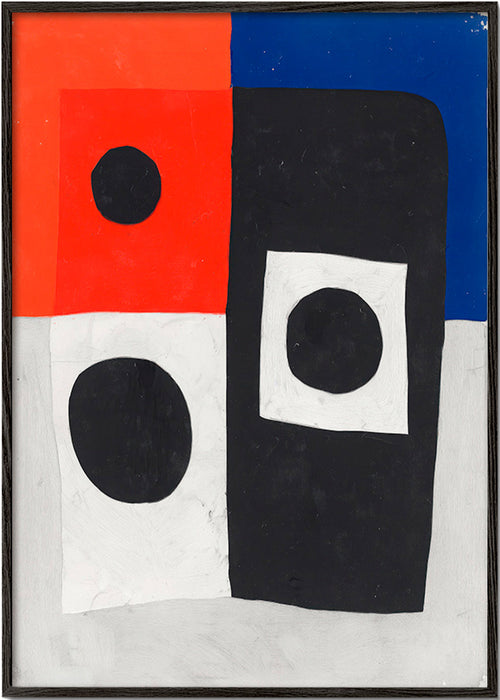 Geometrisk tavla med block och cirklar – Black Frame