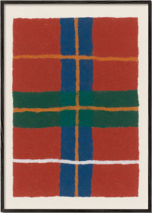 Geometrisk tartan i varma färger – Black Frame