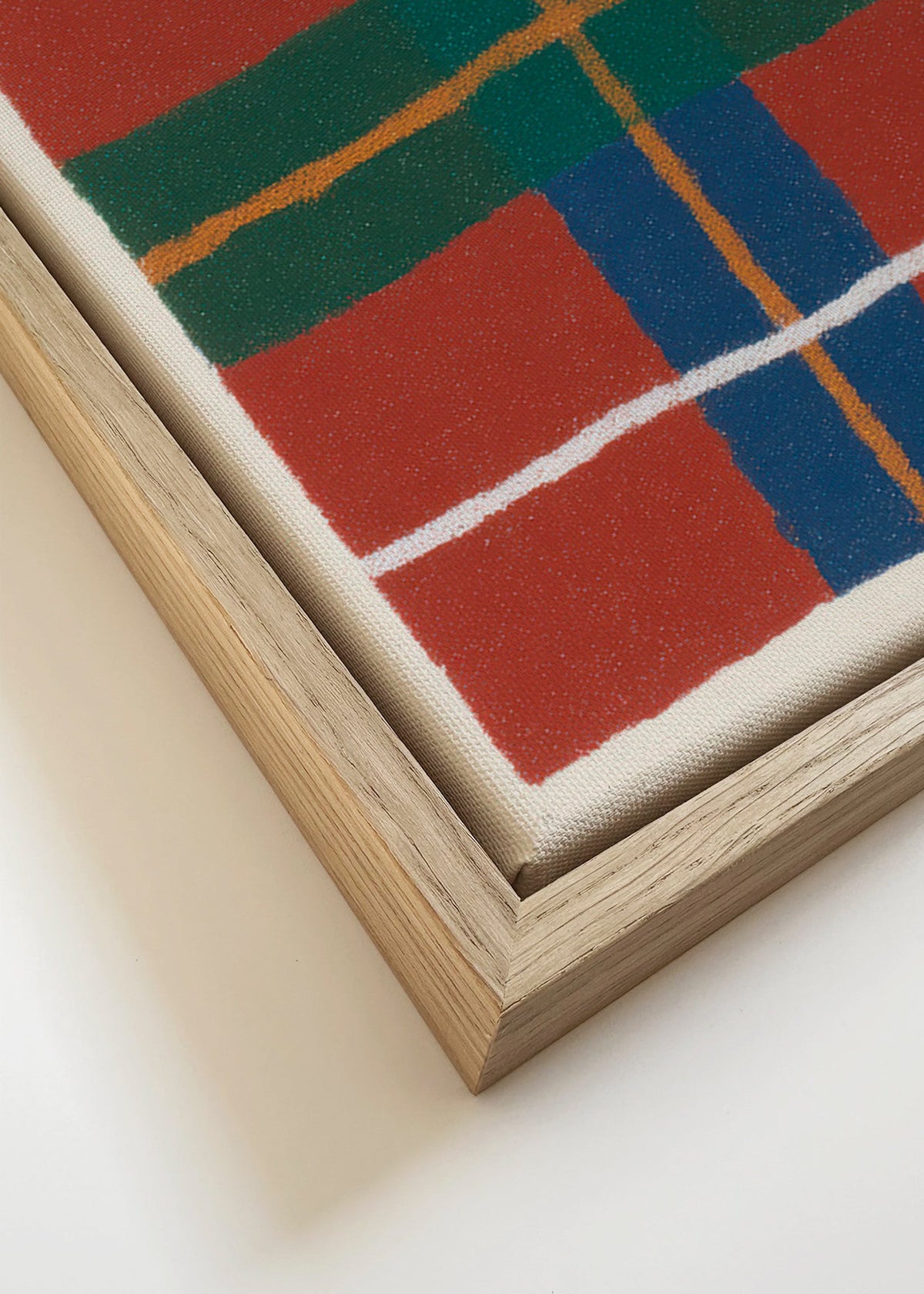Geometrisk tartan i varma färger – Canvas detail