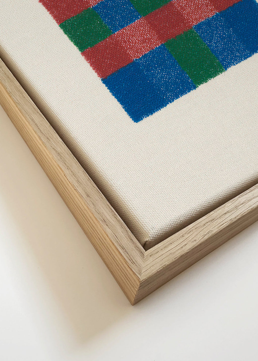 Geometrisk konst med färgat rutmönster – Canvas detail