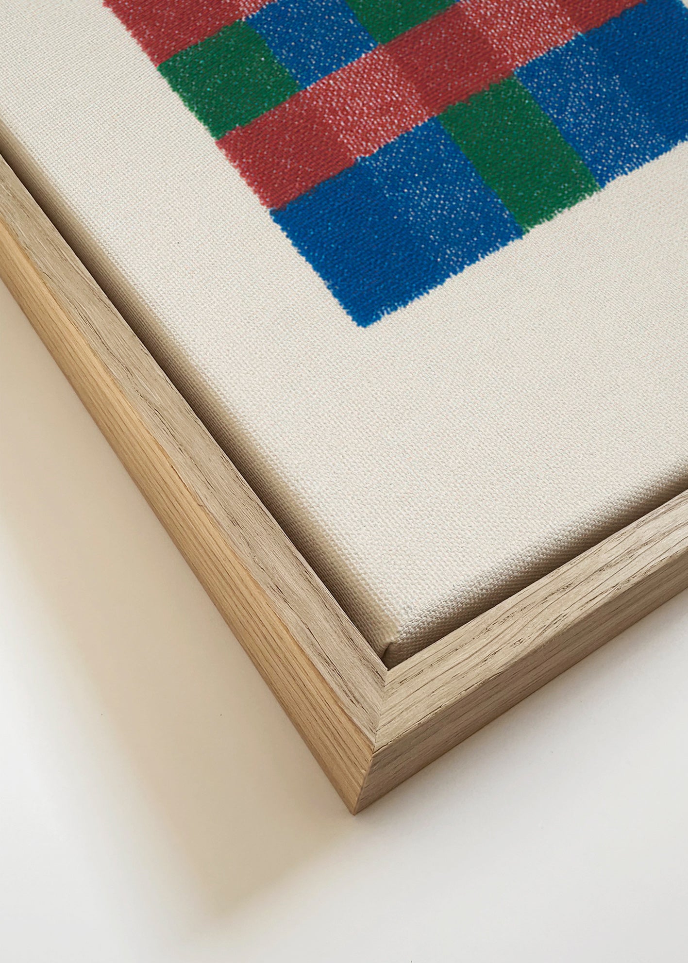 Geometrisk konst med färgat rutmönster – Canvas detail