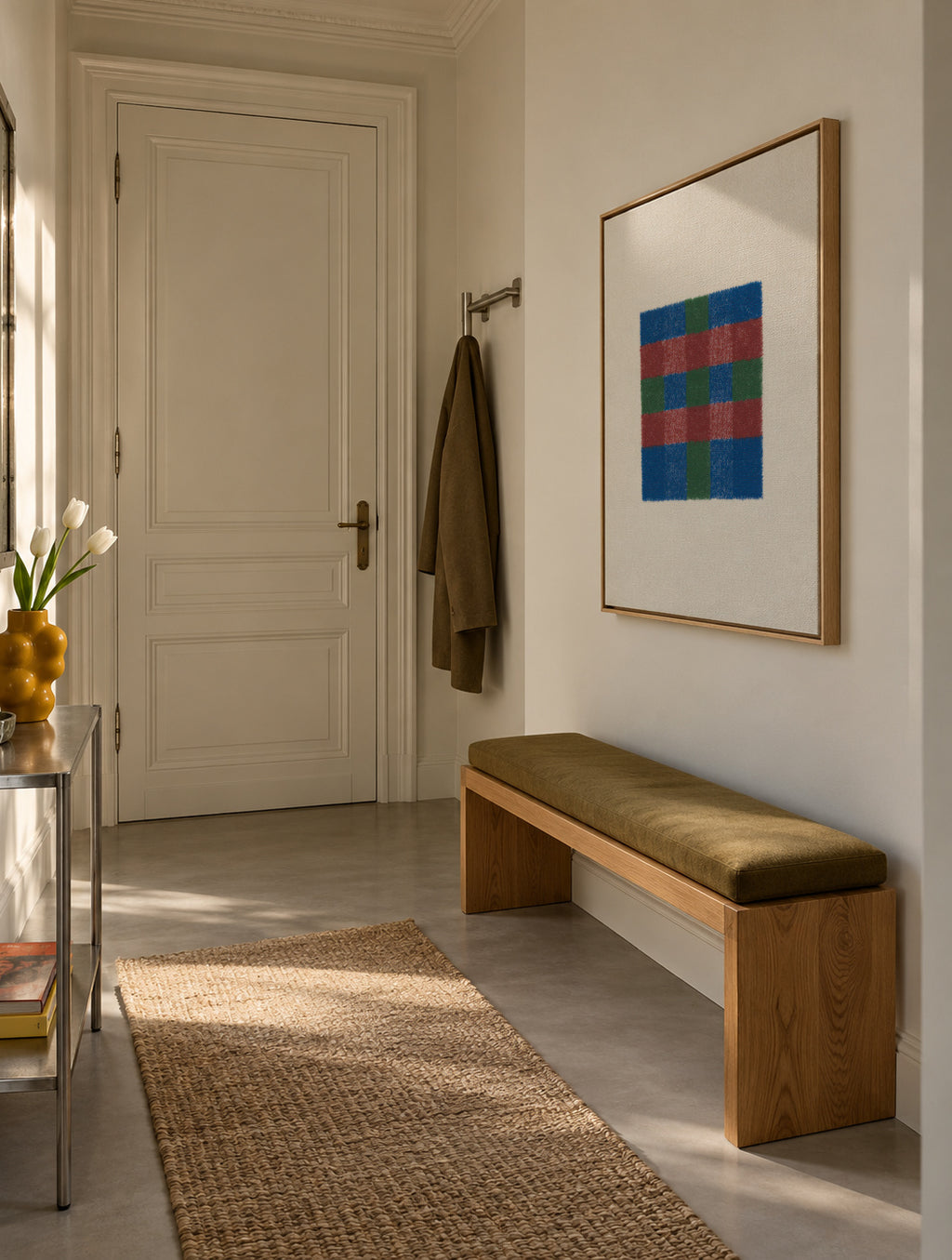 Multi-Color Plaid - Framed canvas in an interior