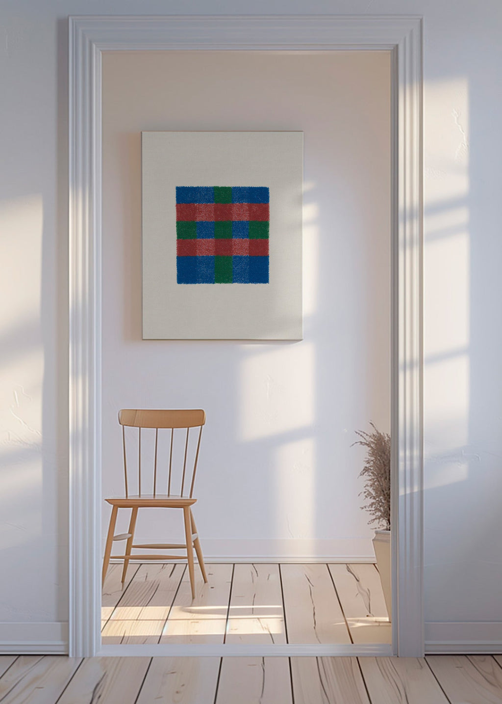 Geometrisk konst med färgat rutmönster – Canvas