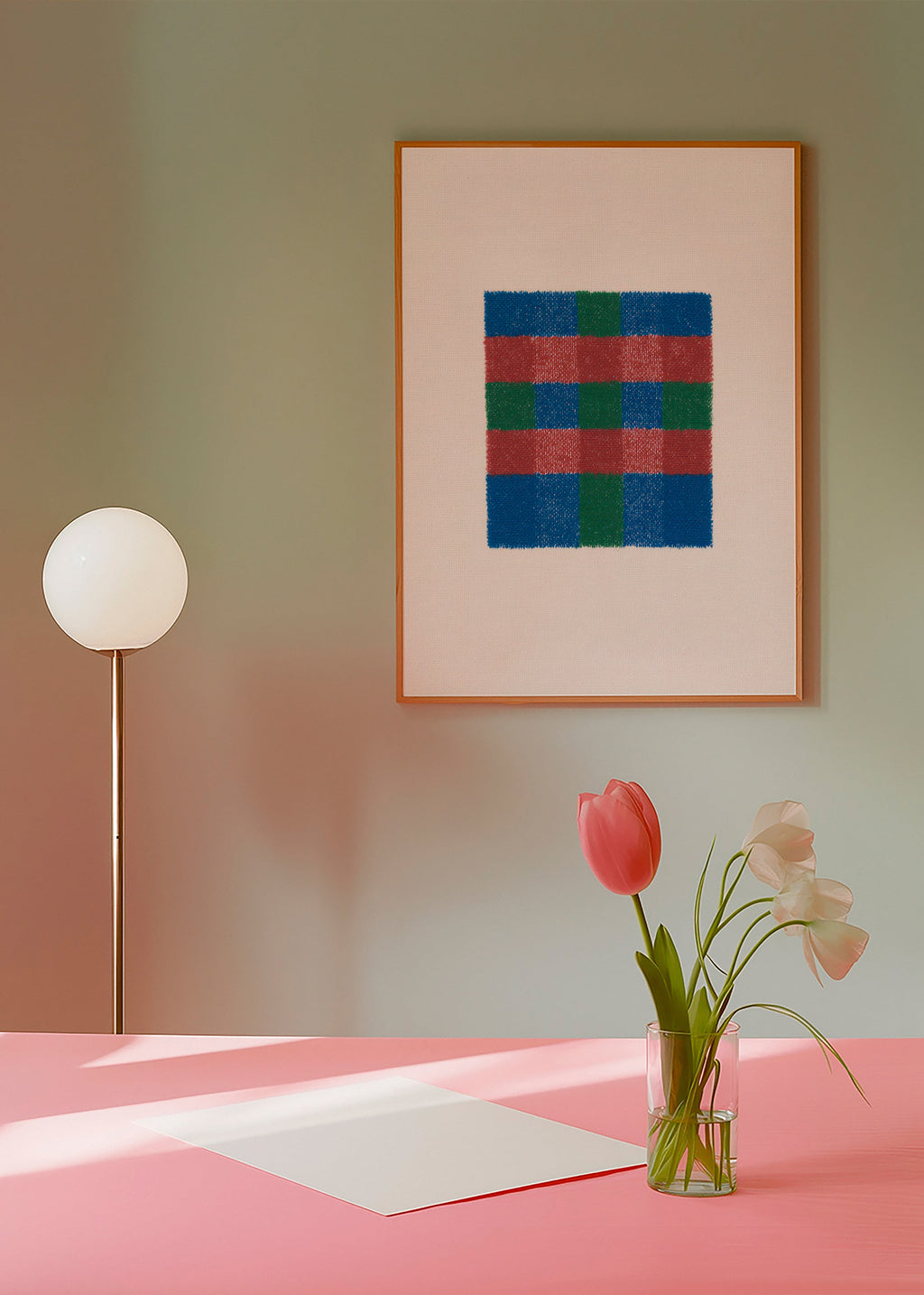 Geometrisk konst med färgat rutmönster – Product1