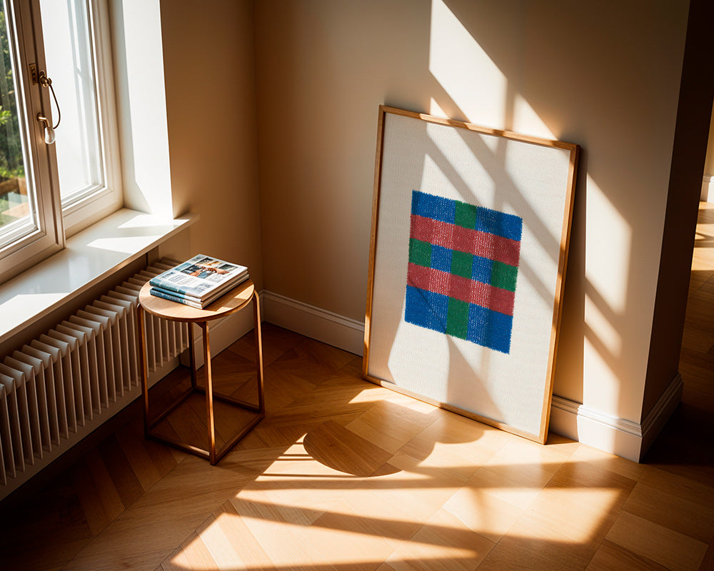 Geometrisk konst med färgat rutmönster – Product2