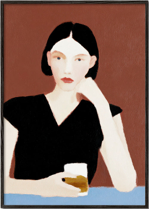 Kökskonst: kvinna med glas – Black Frame