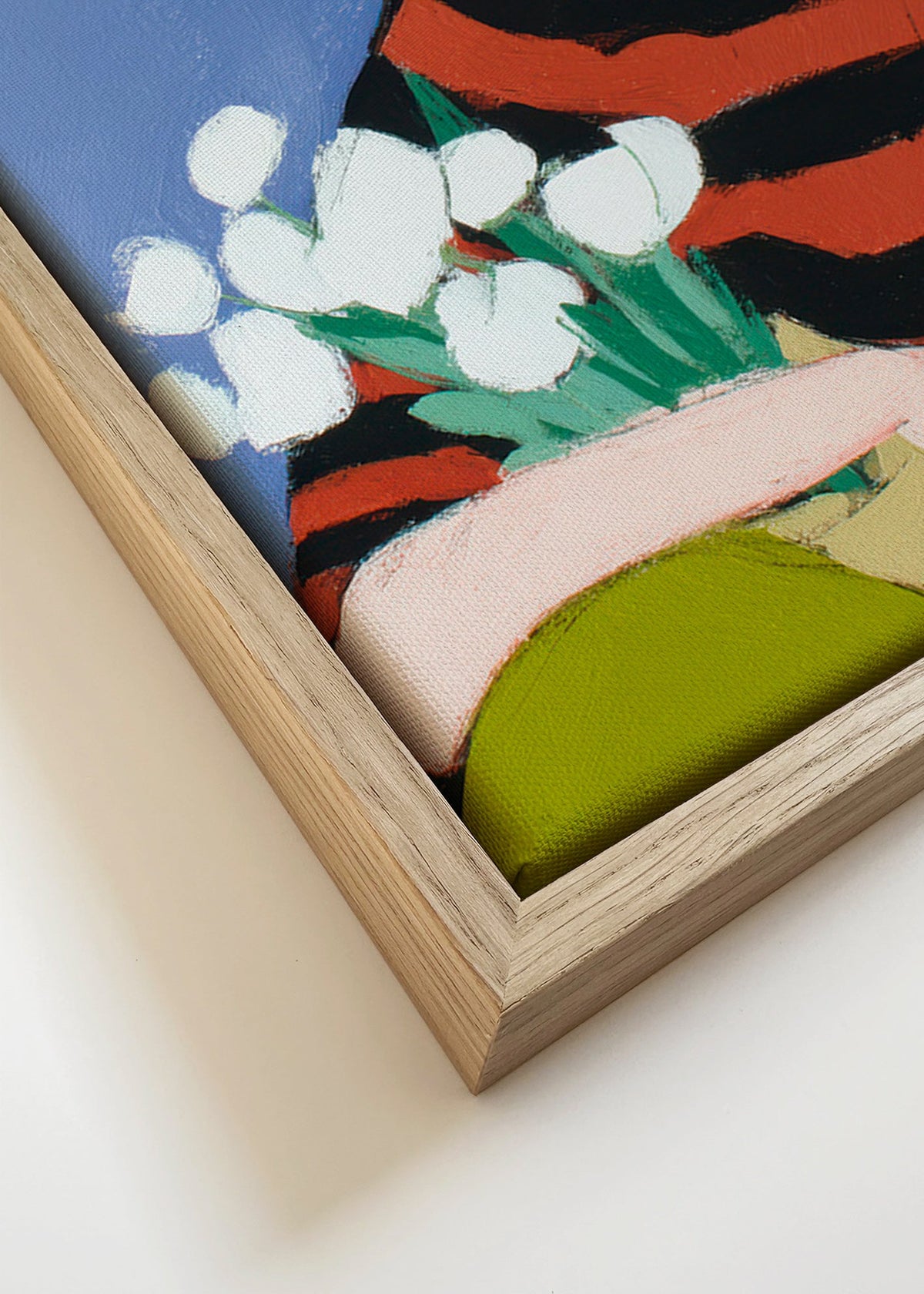 Illustration kvinna med vita tulpaner – Canvas detail