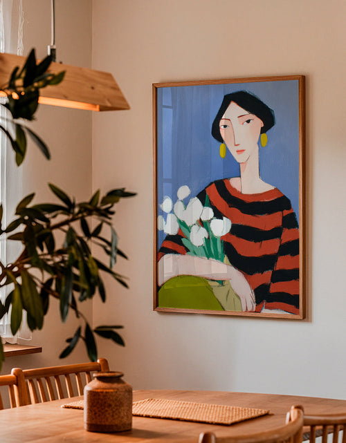 Illustration kvinna med vita tulpaner – Product1