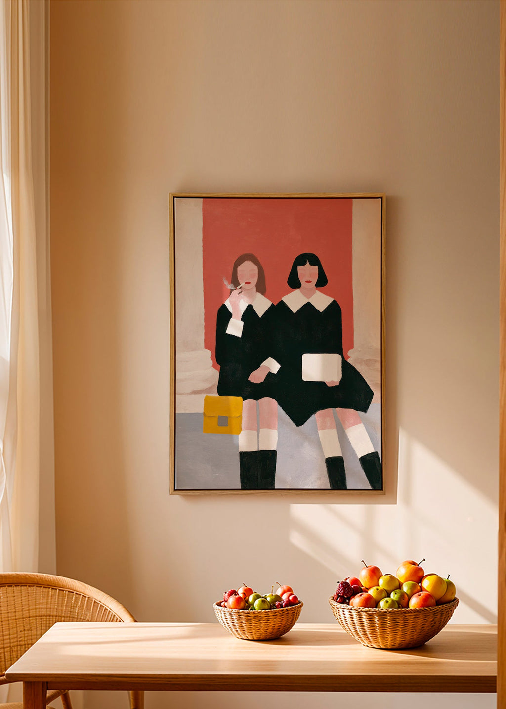 Illustration av två sittande figurer i retrostil – Canvas2