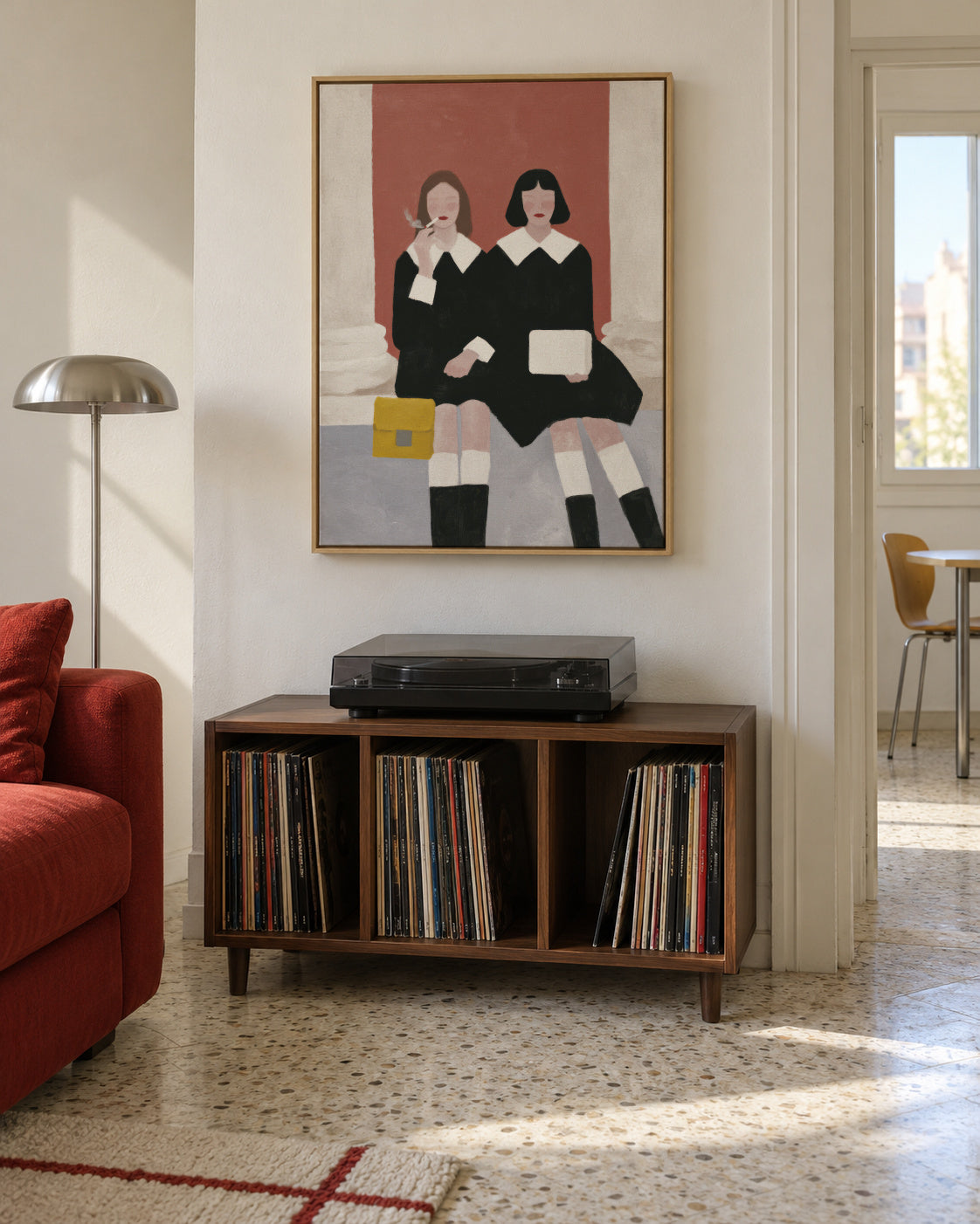 Bench Conversations - Framed canvas in an interior