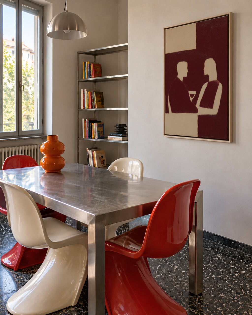 Dinner Silhouette - Framed canvas in an interior