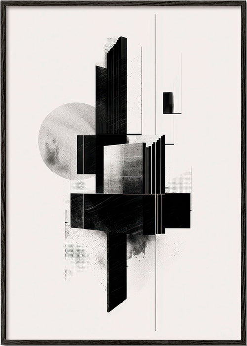 Geometrisk poster med arkitektoniska svartvita former – Black Frame