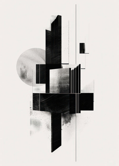 Geometrisk poster med arkitektoniska svartvita former