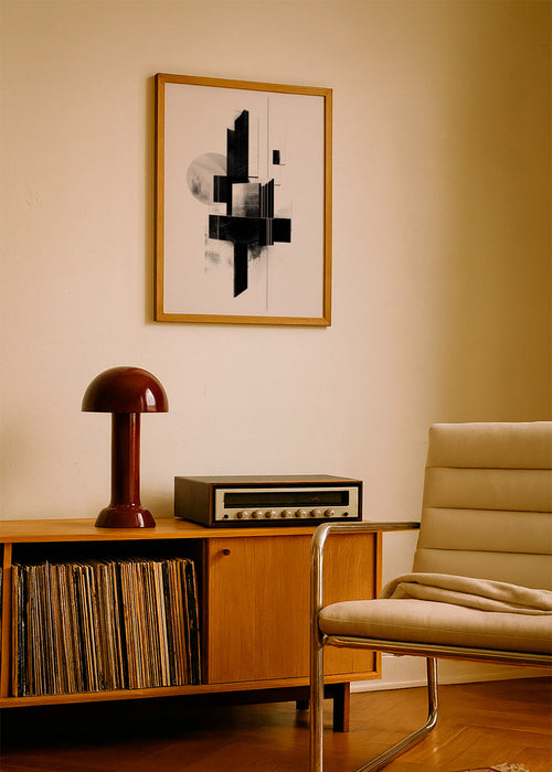 Geometrisk poster med arkitektoniska svartvita former – Product1