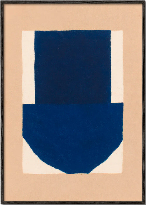 Geometrisk tavla med marinblå block – Black Frame