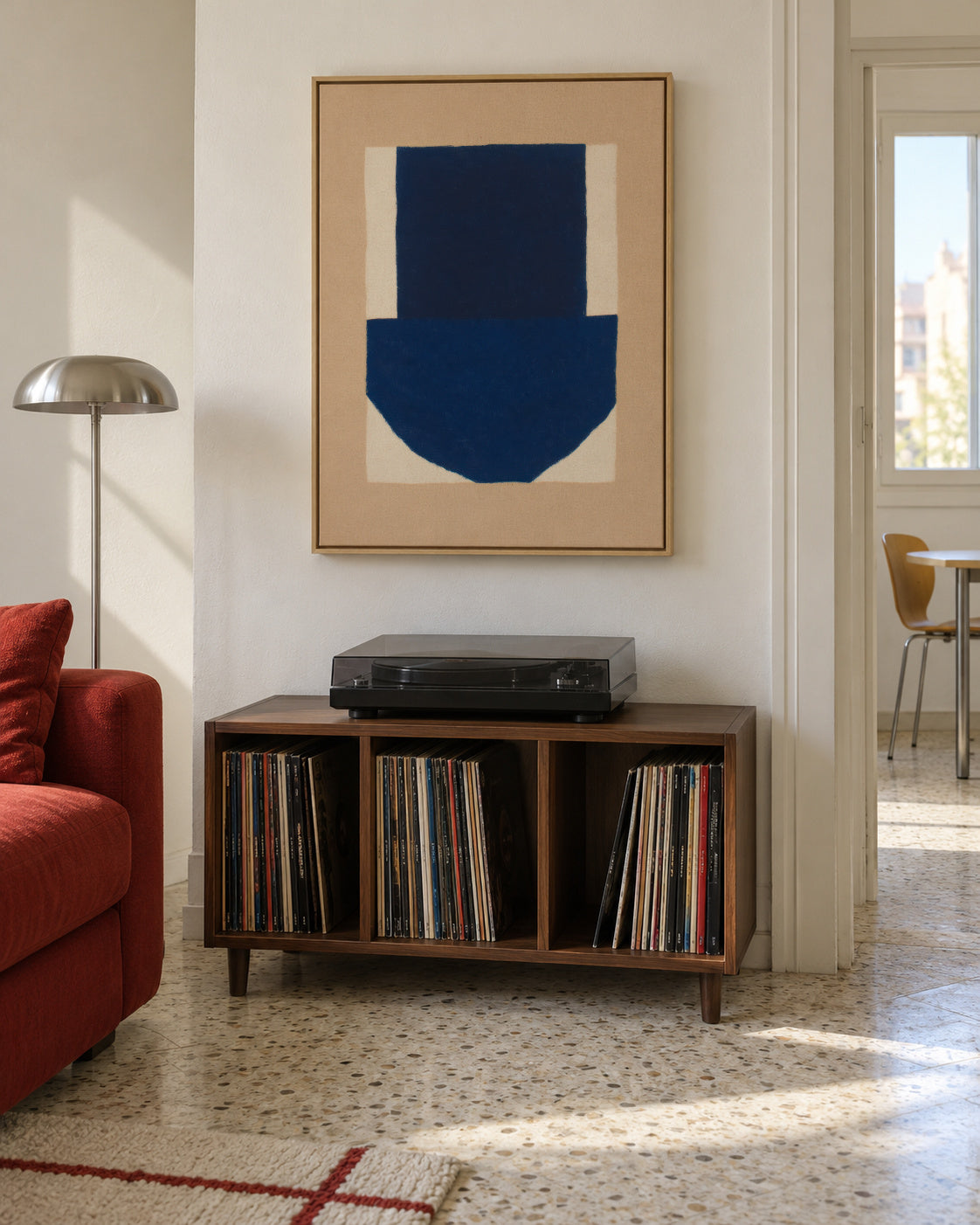Navy Totem - Framed canvas in an interior
