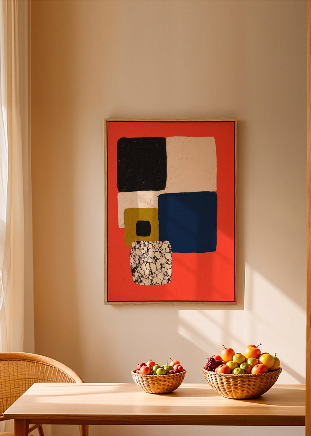 Geometrisk tavla i rött och blått – Canvas1