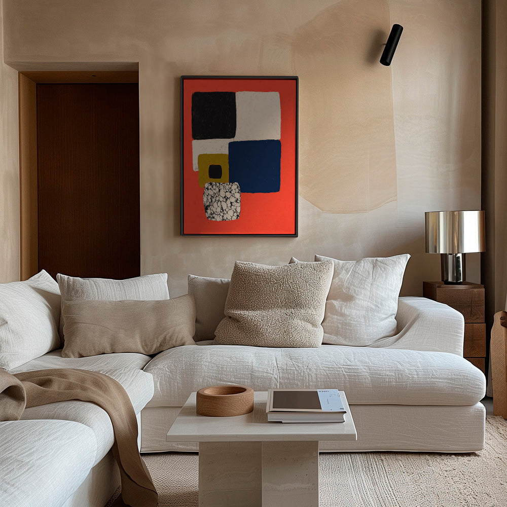 Geometrisk tavla i rött och blått – Canvas2