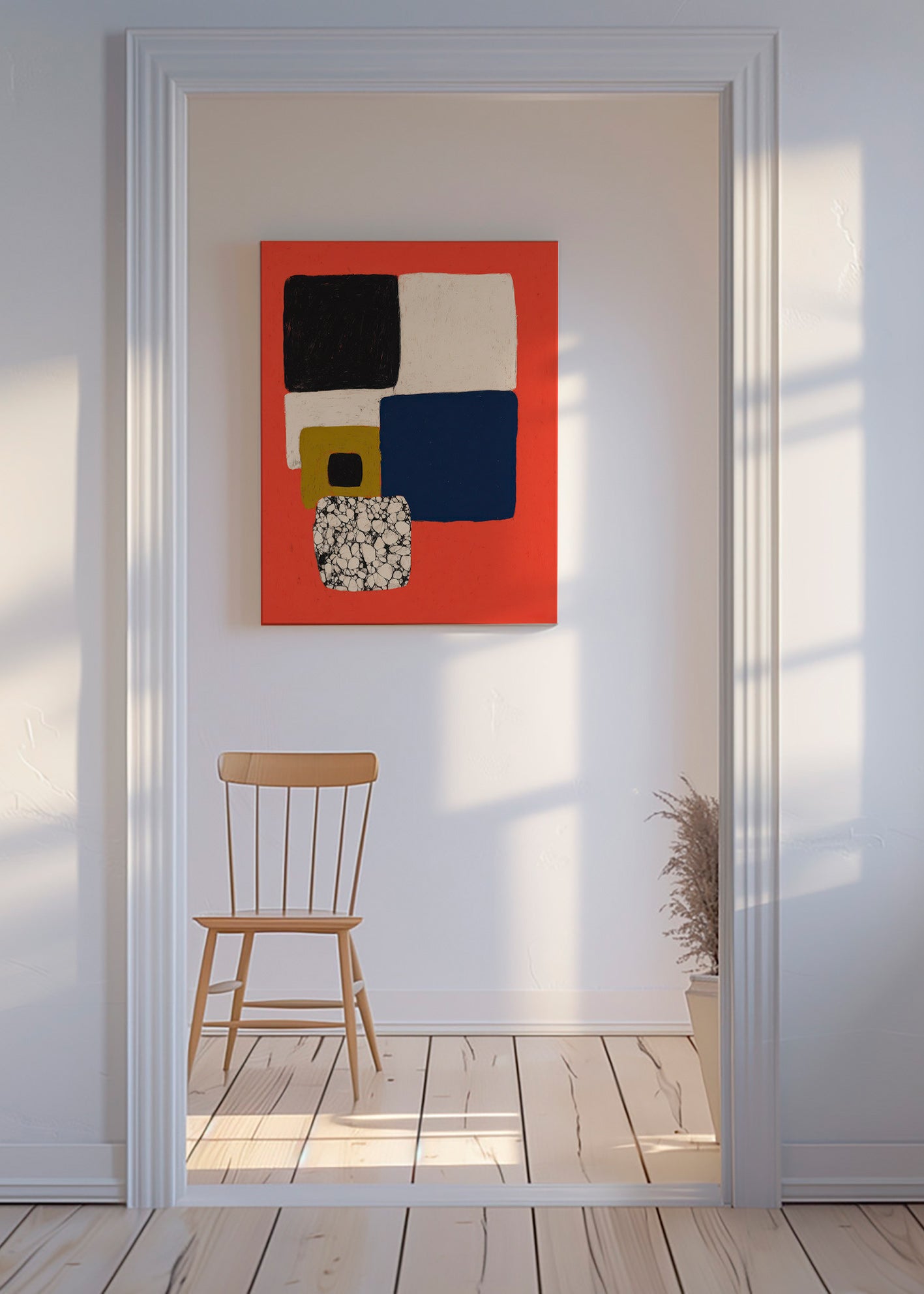 Geometrisk tavla i rött och blått – Canvas
