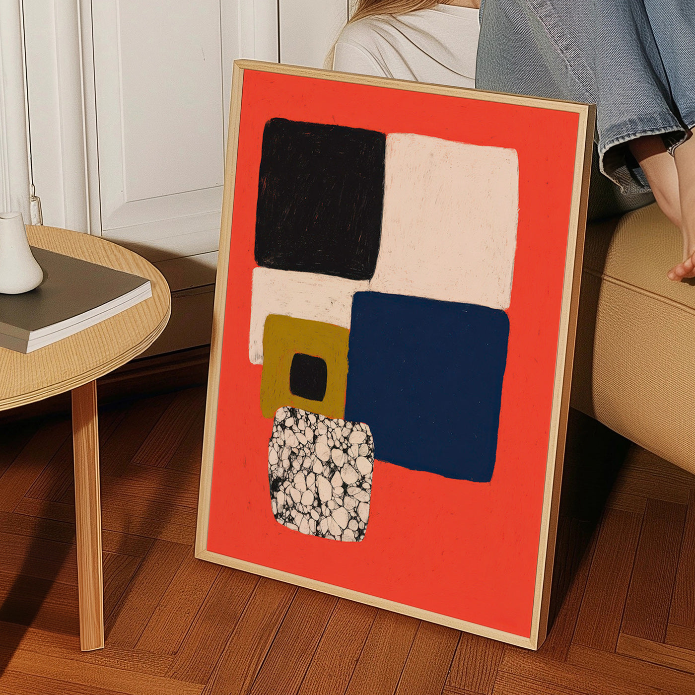 Geometrisk tavla i rött och blått – Product2