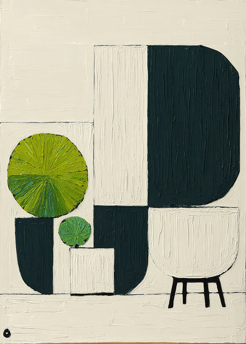 Botanisk poster med geometriska bladmotiv
