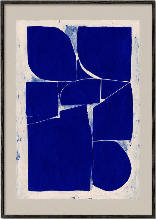 Geometrisk konst indigo blockkomposition – Black Frame