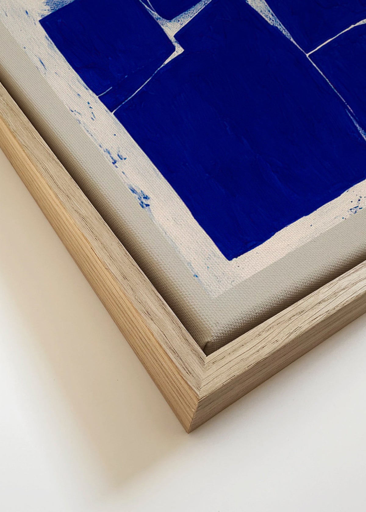 Geometrisk konst indigo blockkomposition – Canvas detail
