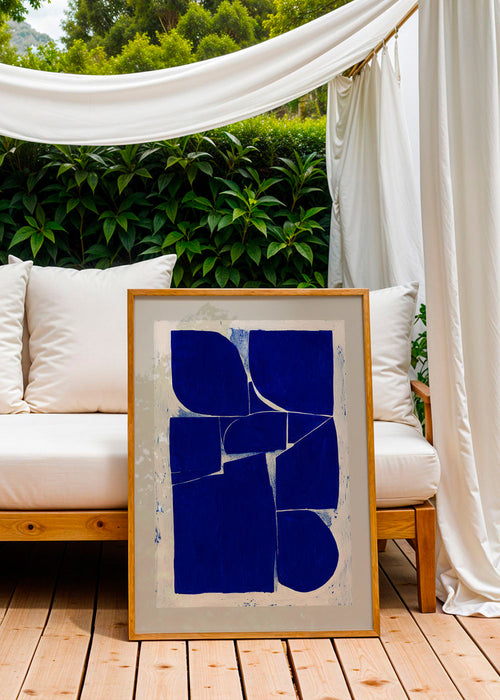 Geometrisk konst indigo blockkomposition – Product1