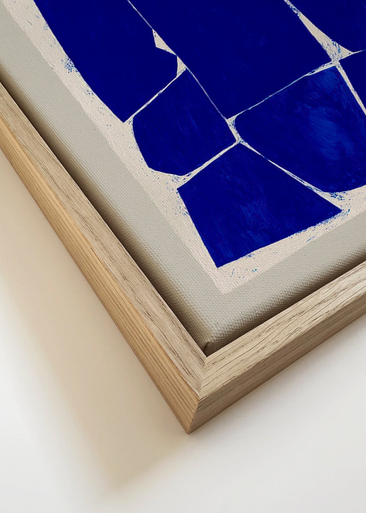 Abstrakt verk med blå block – Canvas detail