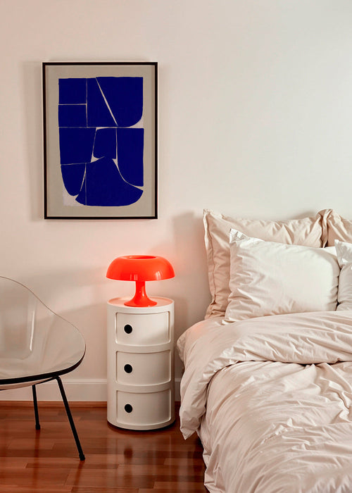 Geometrisk tavla i indigo med organiska block – Product1