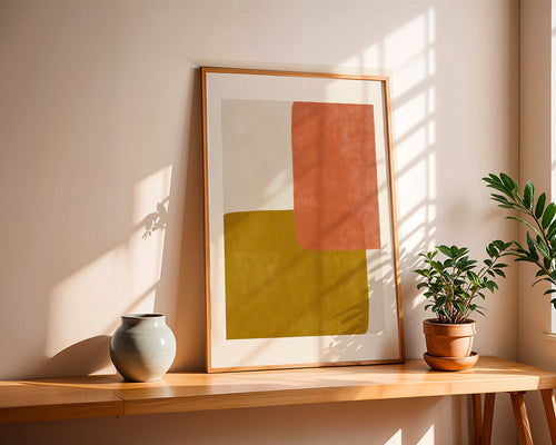 Abstrakt konst med terrakotta- och ockrafält – Product1