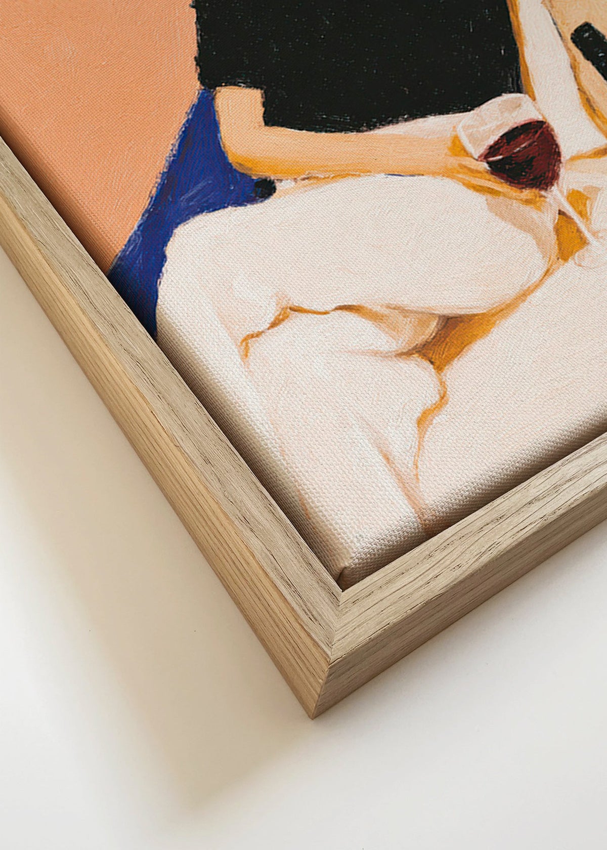 Kökskonst: avslappnad kvinna med vinglas – Canvas detail
