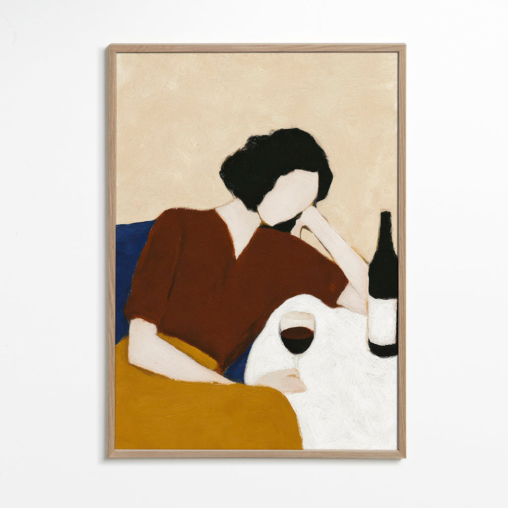 Kökskonst med figur och vinglas – Oak Frame
