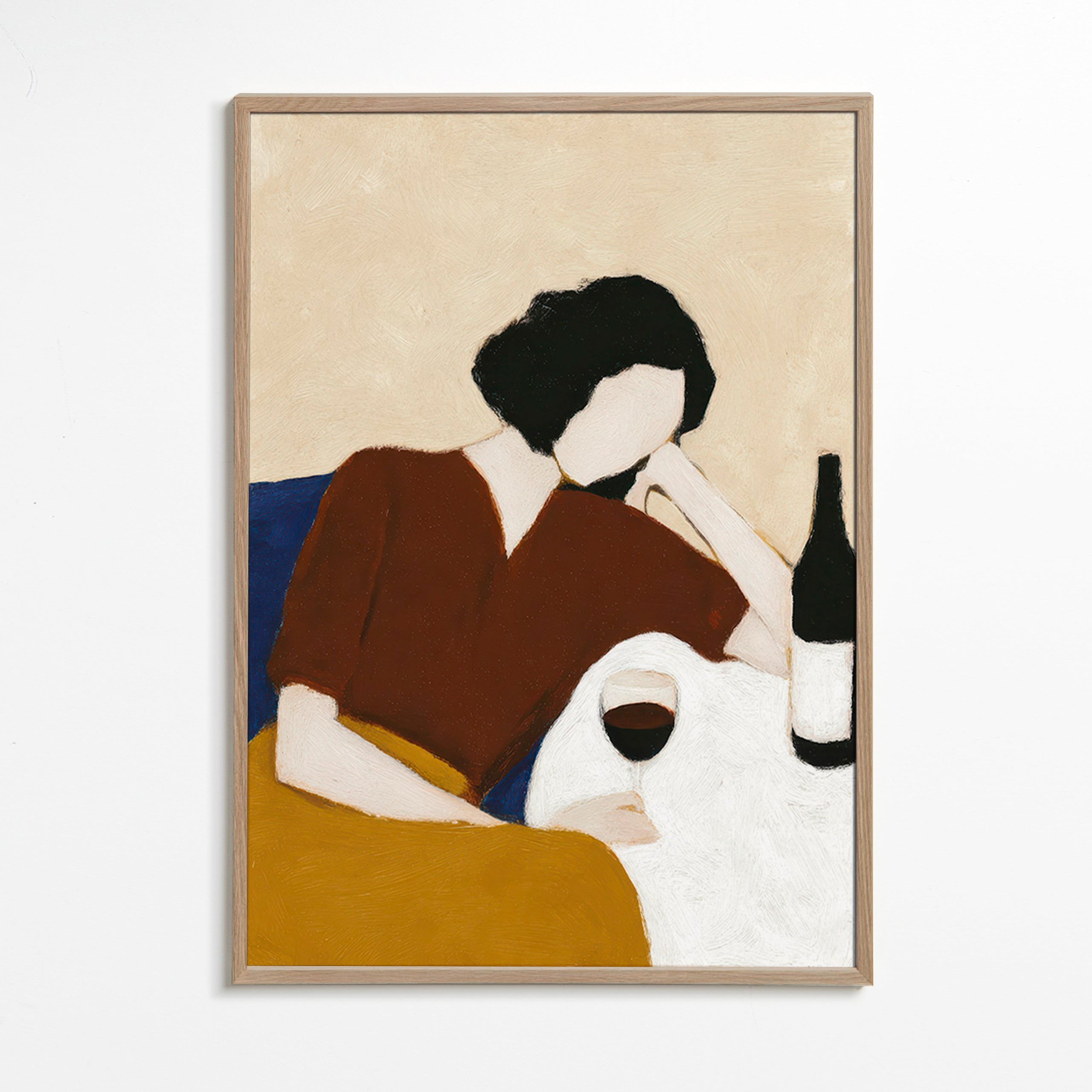 Kökskonst med figur och vinglas – Oak Frame
