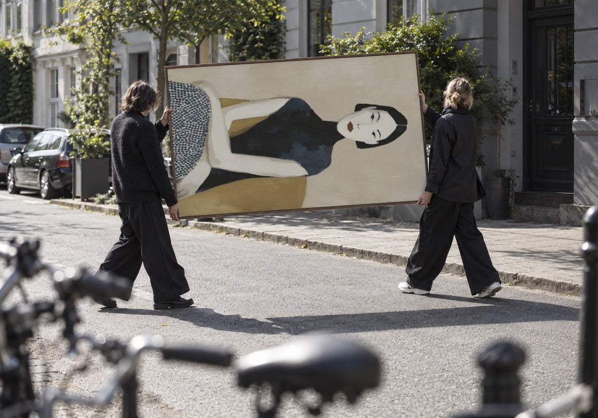 High Neck Elegance - Framed canvas in an interior