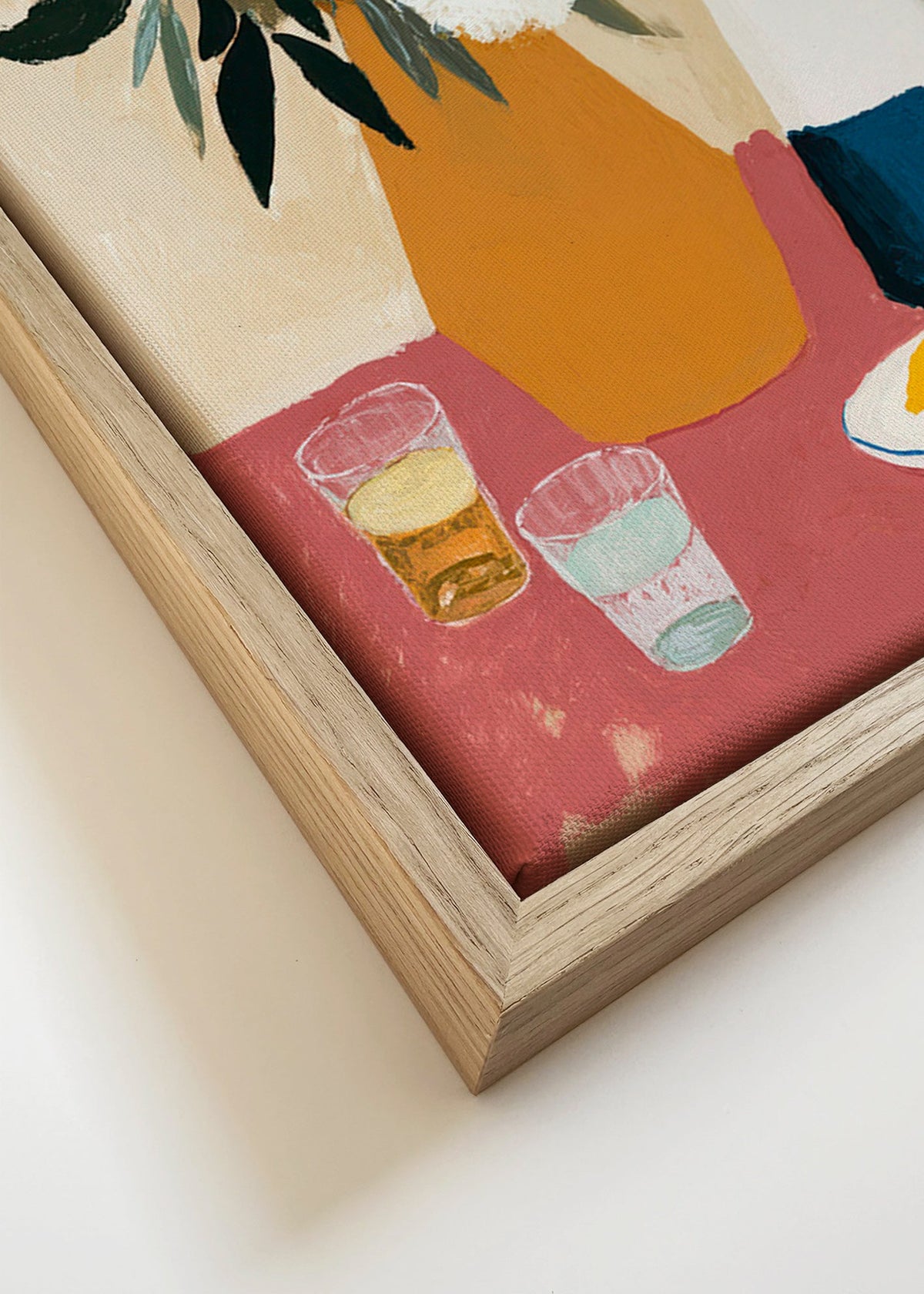 Botanisk poster med vas och vita blommor – Canvas detail