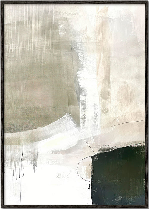 Abstrakt konstverk i neutrala beige toner – Black Frame