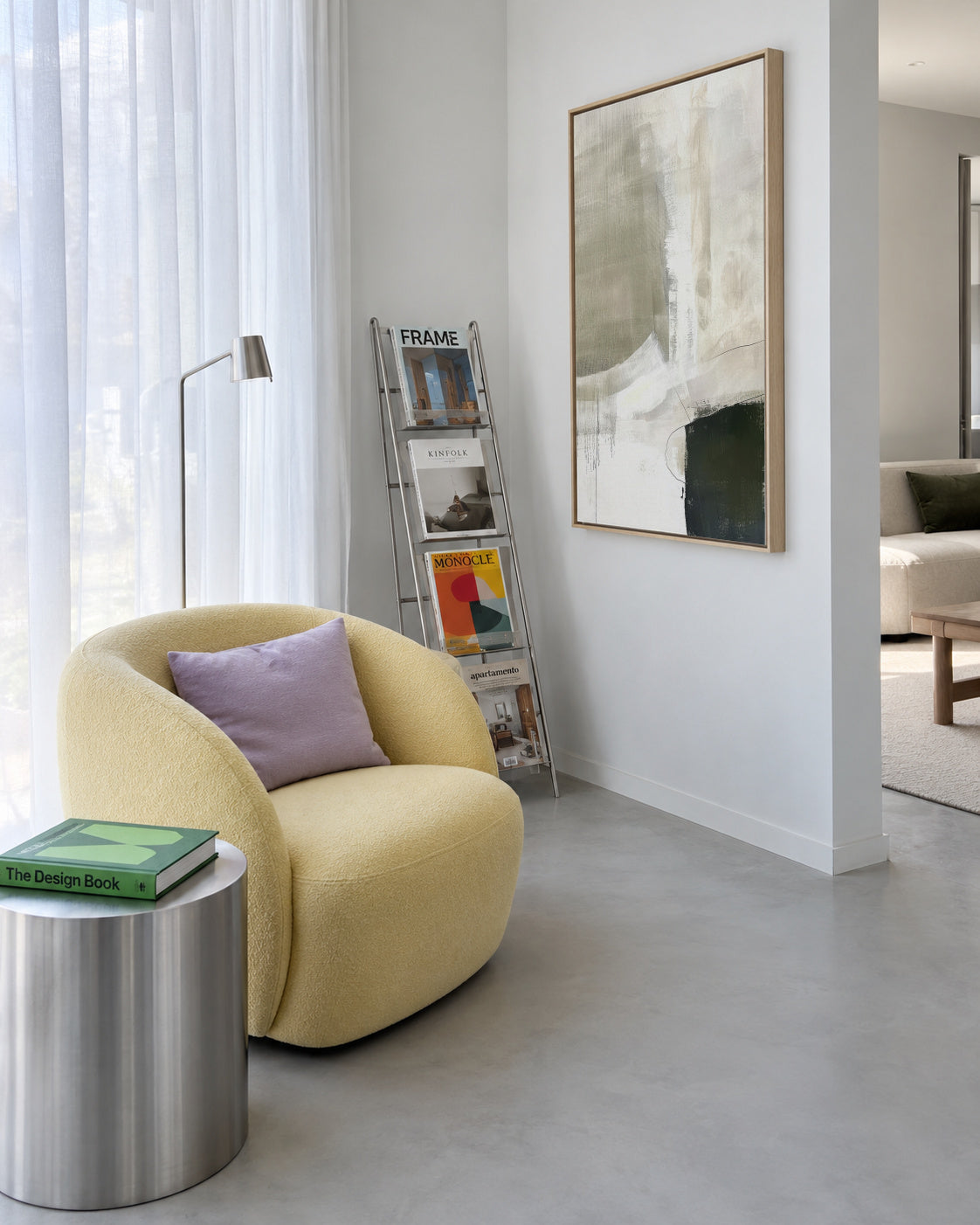 Ivory Mist - Framed canvas in an interior